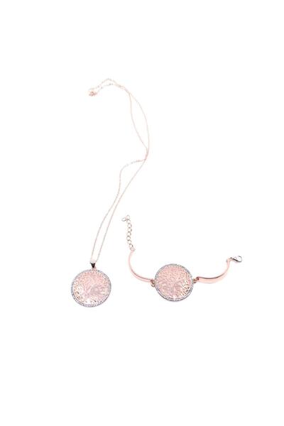 cosy home gift Women's Set Tree of Life Necklace Bracelet Zircon Stone Steel Set
