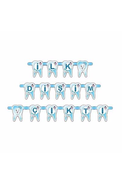 Huzur Party Store İlk Dişim Çıktı Yazısı Diş Buğdayı Temalı Erkek Mavi İlk Di...