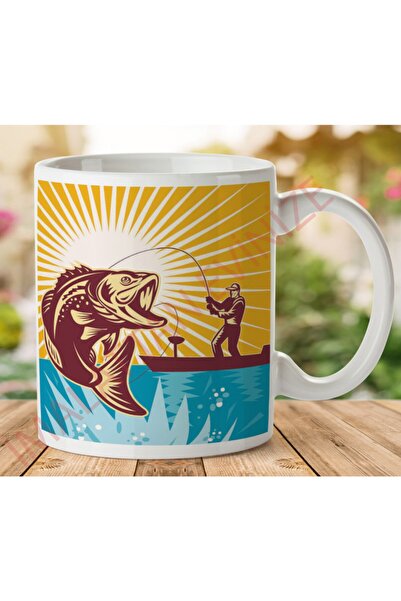 ART HEDİYE كوب صياد السمك مطبوع على الجانبين