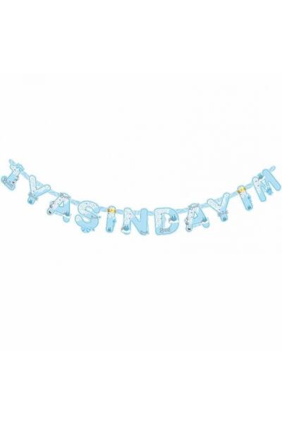 Huzur Party Store 1 Yaşındayım Yazısı Doğum Günü Partisi Süsü Mavi Erkek Tema...