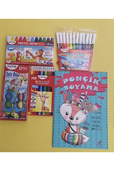 FATİH KALEM Fatih 12'li Kuru Boya 12'li Sulu Boya 12'li Pastel Boya 12'li Keç...
