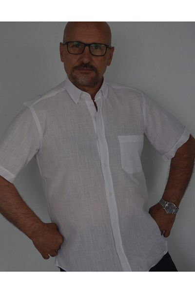 OBOYBEYCOLLECTİON Classic Short Sleeve Linen Plain Men's Shirt