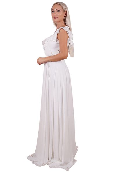 SpringStore Rochie de seara cu volane cu bretele ecru