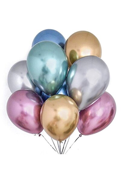 Atakent Süs بالون كروم معدني لامع مختلط 12" (بوصة) 12 قطعة