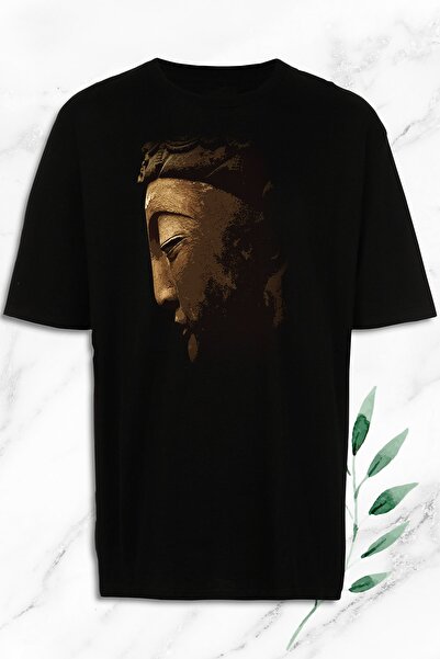 perseusshopping Oversize kroj Statua Bude Štampano Crna majica