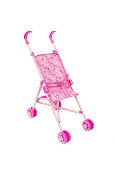 Brother Toys Katlanabilir Oyuncak Metal Puset Çilek Desenli Bebek Puseti Pembe Renk