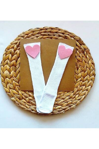 Asa Bebek Çocuk Kız Bebek Pembe Kalp Keçeli Diz Altı Çorap Süslemeli Dizaltı ...