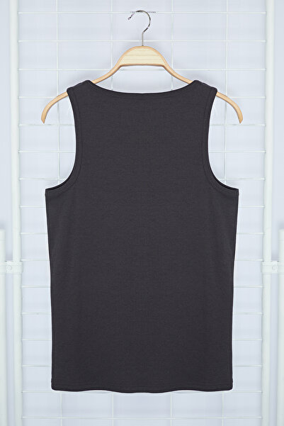 Trendyol Collection Anthracite Slim/Skinny Fit με ραβδώσεις Basic Αμάνικο T-shirt/Μπλουζάκι TMNSS24AL00006
