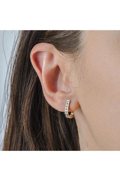 Burcu Kuyumculuk Taşlı J Küpe