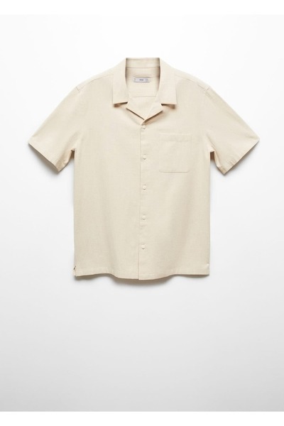 MANGO Man Lněná košile - Bowlingový límec a kapsa