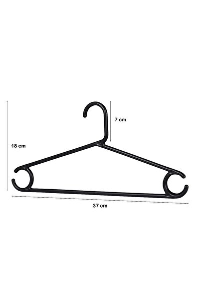 Ecolux 12 Adet Siyah Plastik Elbise Kıyafet Askısı 12'li Set