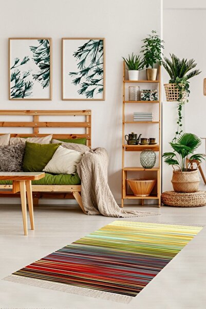 on the clouds Kilim Desenli Etnik Dijital Baskı Yıkanabilir Kaymaz Taban Mode...