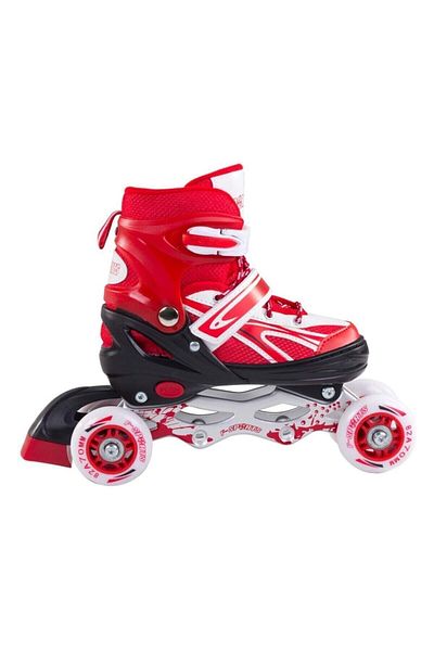 Furkan Toys التزلج على الجليد المعدني المضيء F-Sports Red 2+2 - قابل للتعديل 899DSERI