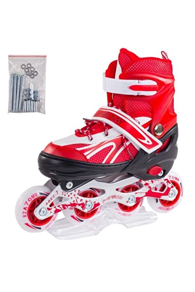 Furkan Toys F-sports Kırmızı Ayarlabilir 2+2 Işıklı Metal Alıştırma Pateni 899DSERI