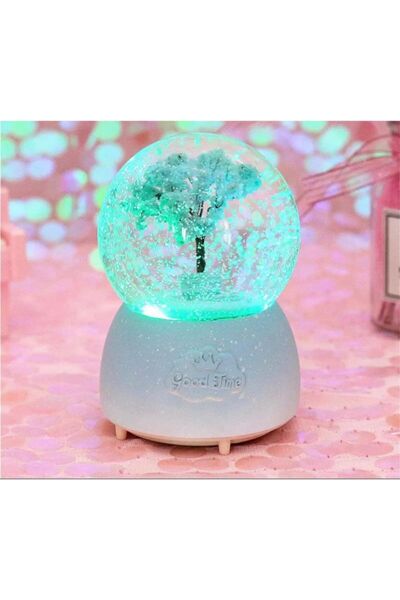 hediyesahibi Ağaç Temalı Işıklı Müzikli Püskürtmeli Kar Küresi
