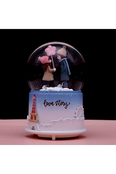 hediyesahibi Tatlı Sevgililer Kar Püskürten Büyük Boy Işıklı Ve Müzikli Kar K...