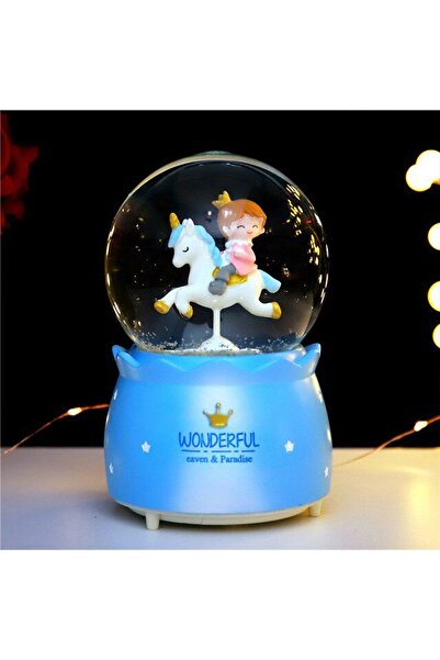 hediyesahibi Unicorn Üzerinde Prens Işıklı Müzikli Püskürtmeli Büyük Boy Kar ...