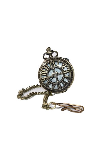 Hediye Sahibi Small Size Chain Clock Necklace with Bird on the Branch Look