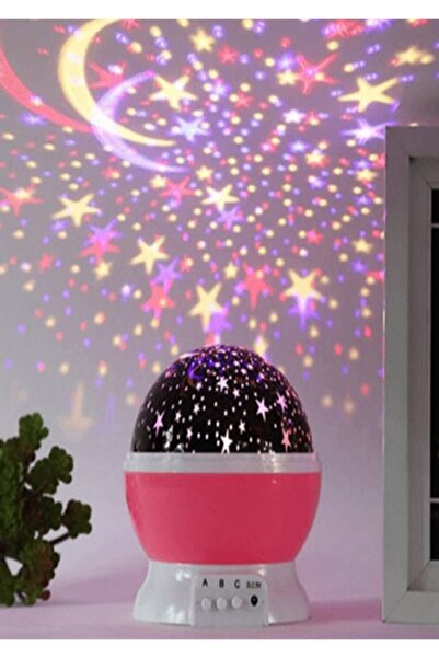 hediyesahibi Renkli Ve Dönen Star Master Projeksiyon Gece Lambası Pembe