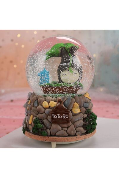 hediyesahibi Totoro Chinchilla Temalı Orta Boy Işıklı Müzikli Kar Küresi
