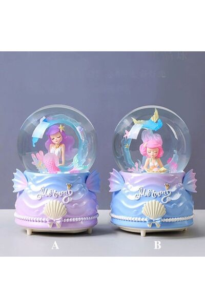 hediyesahibi Deniz Kızı Temalı Orta Boy Müzikli Işıklı Kar Küresi