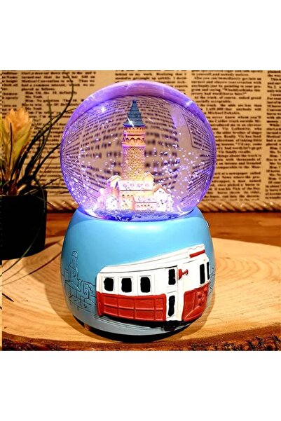 hediyesahibi Galata Kulesi Büyük Boy Işıklı Müzikli Otomatik Püskürten Kar Kü...
