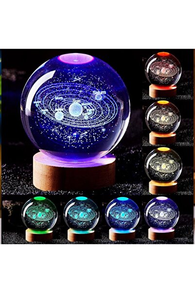 hediyesahibi Dekoratif Işıklı Ahşap Kaideli Dünya Cam Küre 8*6CM