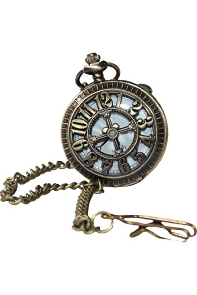 hediyesahibi Kişiye Özel Sayı Kabartmalı Zincirli Köstekli Cep Saati