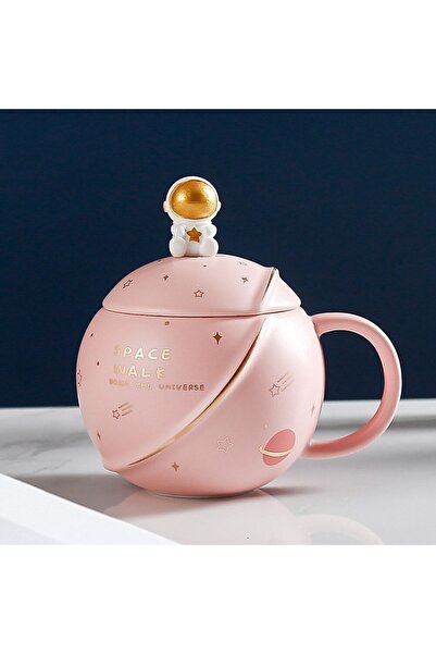 hediyesahibi Astronaut Themed Mug with Lid - Blue Color
