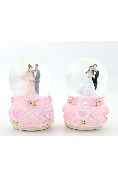 hediyesahibi Gelin Damat Orta Boy Işıklı Müzikli Kar Küre