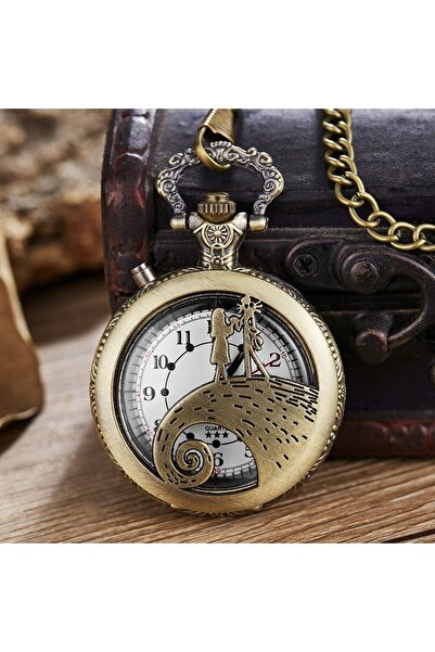 hediyesahibi Kişiye Özel Sevimli Çift Görünümlü Büyük Boy Köstekli Saat Kolye
