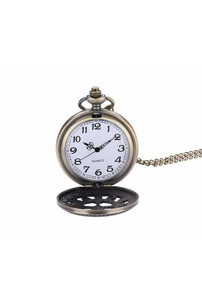 Hediye Sahibi Small Size Chain Clock Necklace with Bird on the Branch Look