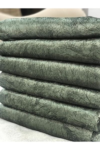 Selçuklu Tekstil Sponge Sofa/Sofa Bed Cover Vein Patterned Shiny and Anti-Slip Cover Khaki Green