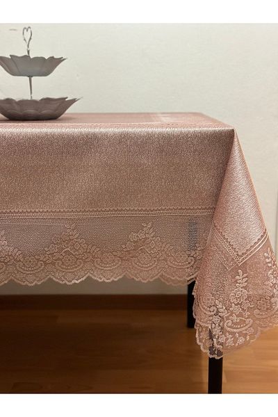 Madame Clean Home Δαντελένιο τραπεζομάντιλο με μοτίβο πλακιδίων, ανθεκτικό στους λεκέδες, σε σκόνη 160x220 cm