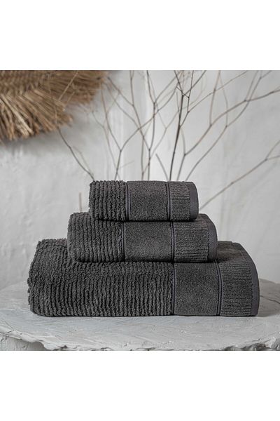 Green Black Anthracite 3-Piece Towel Set