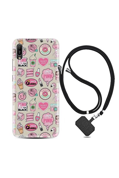 Kılıfland Huawei Y6 2019 Kılıf Desenli Silikon Boyun Askılı Donut Flamingo 1415