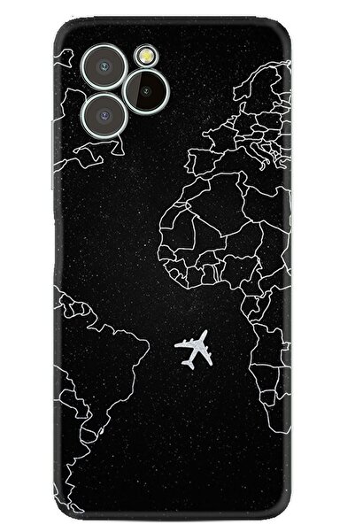oukitel C21 Pro Kılıf Resimli Desenli Silikon Platinium Series Black Plane 1868