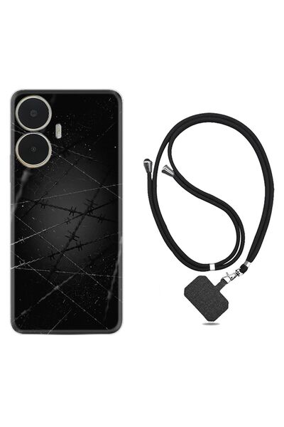 realme C55 Kılıf Silikon Boyun Askılı İpli Desenli Silikon Dikenli Tel 1779