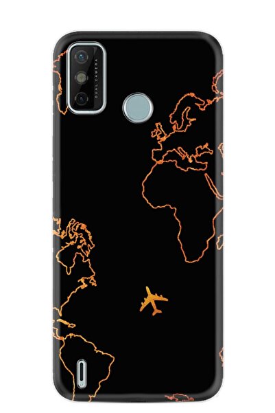 TECNO Spark 6 Go Kılıf Silikon Desen Özel Seri Harita Ve Uçak 1777