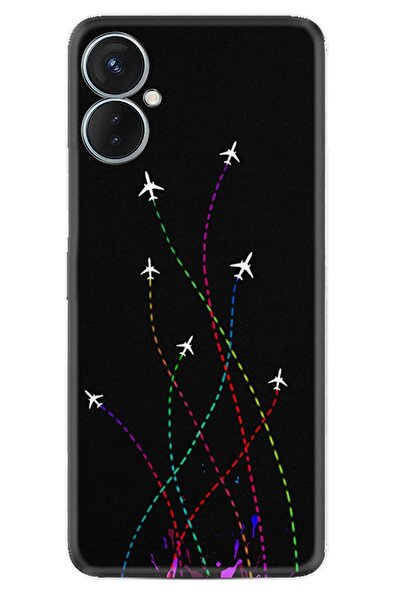 TECNO Spark 9t Kılıf Silikon Desen Özel Seri Line Planet 1736