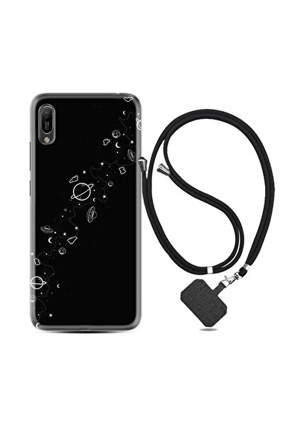 Kılıfland Huawei Y6 2019 Kılıf Silikon Desen Boyun Askılı Planet 1620
