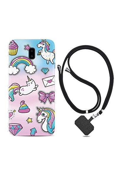 Kılıfland Samsung Galaxy J6 Plus Kılıf Silikon Desen Boyun Askılı Unicorn Mek...