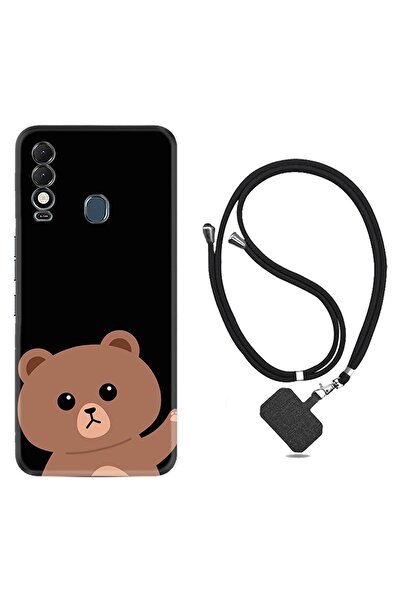 TECNO Spark 8T Kılıf Resimli Boyun Askılı İpli Desenli Silikon Series Hello Bear 1905