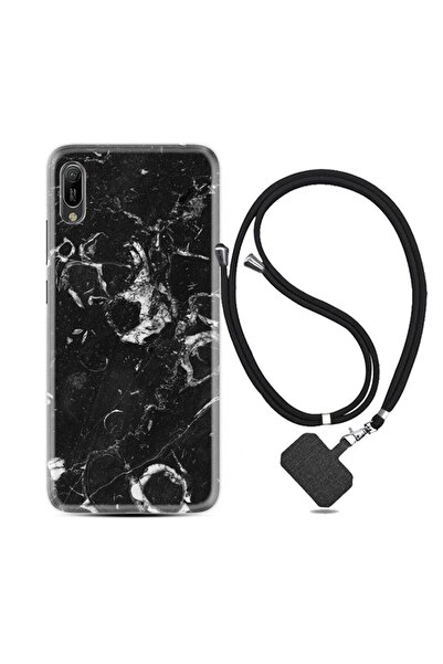 Kılıfland Huawei Y6 2019 Kılıf Desenli Silikon Boyun Askılı Black Hole Marble...
