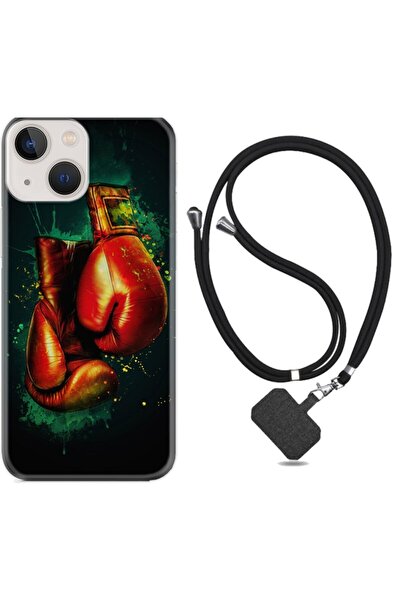 Kılıfland Iphone 13  Uyumlu Kılıf Silikon Ipli Boyun Askılı Desenli Boks Eldi...