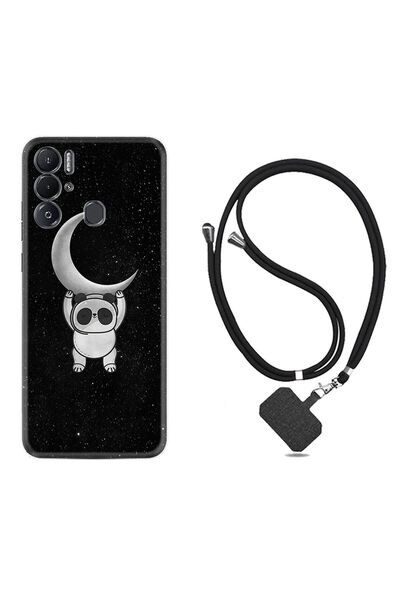 TECNO Pova Neo Kılıf Ipli Boyun Askılı Desenli Silikon Panda Moon 1811
