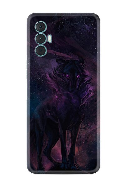 TECNO Spark 8 Pro Kılıf Silikon Desen Özel Seri Black Purple Wolf 1791