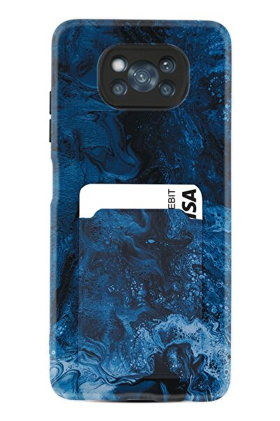 Kılıfland Xiaomi Poco X3 Pro Kılıf Kartvizitli Kartlıklı Desenli Silikon Blue...
