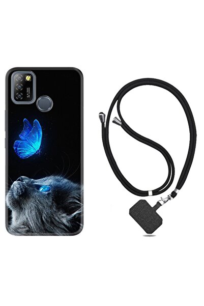 Kılıfland Infinix Smart 5 Kılıf Resimli Desenli Silikon Boyun Askılı Butterfl...