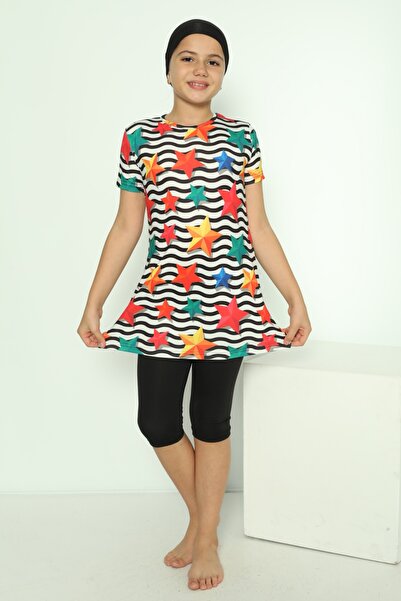 bigiyin Μαγιό για κορίτσια - Λευκό, Ψηφιακό σχέδιο, Μισό μανίκι